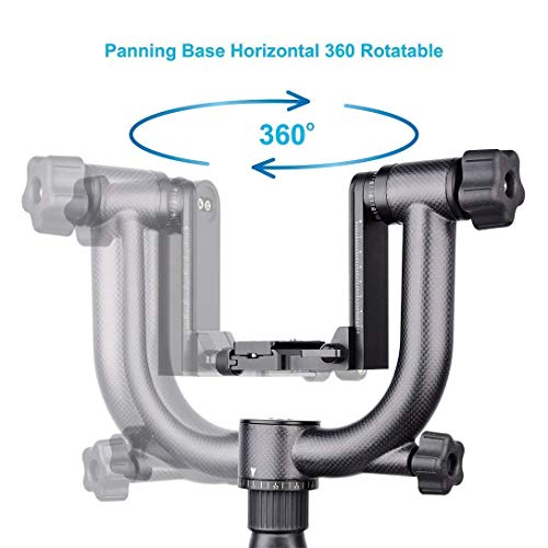 Image of Professional Heavy Duty Metal 360 Degree Panoramic Gimbal Tripod Head with Arca-Swiss Standard 1 /4'' Quick Release Plate and Bubble Level for Digital SLR Cameras up to 30lbs /13.6kg