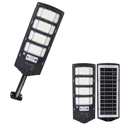 Image of LITVERSE 200W Solar Street Light, IP67 Waterproof with Remote & Motion Sensor. Dusk to Dawn 6500K Cool White LED Flood lamp, Durable ABS Alloy Body for Home, Garden, Yard, gate & Parking.