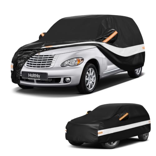 Image of 10 Layers SUV Car Cover Custom Fit for Chrysler PT Cruiser (2000-2010), Waterproof All Weather for Automobiles, Outdoor Full Cover Sun Dust Rain Protection with Cotton. Black