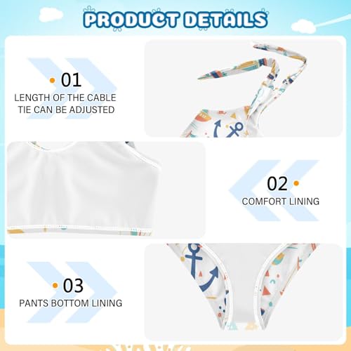 KLL Ocean Themed Simple Anchors Girl Two Piece Bikini Set Beach Swimsuits Swimwear Adjustable Shoulder Strap4