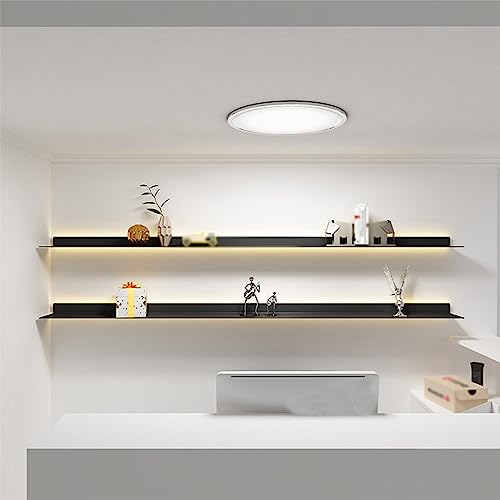 EMENAR Mensole Galleggianti, Mensola Galleggiante in Lega di Alluminio con Libreria Creativa A Luce Calda A LED for Bagno da Appoggio (Color : Noir, Size : 60x20cm)