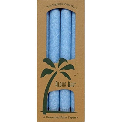 Bougies palm tapers light blue d'ambiance de table pour vos dîners et soirées apaisantes