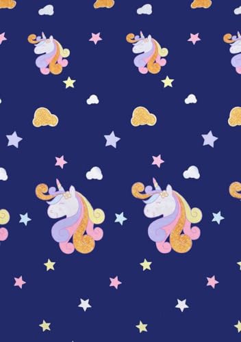 Image of Kids King Size Elastic Fitted Bedsheet for Double Bed with 2 Pillow Covers | 210 TC Cotton | Deep Pocket Fits up to 8 Inch Mattress | Size 78 x 72 Inch | Blue Unicorn Print