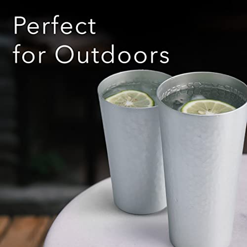 Clw Silver Aluminum Hammered Tumblers 20 Oz, Sef Of 6 #TOP4