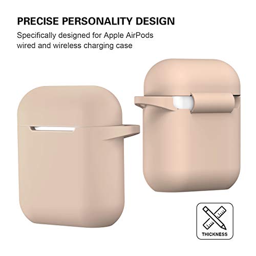 Atuat Airpods Case Cover, Full Protective Soft Silicone Case Accessories With Keychain For Apple Airpods 1St 2Nd Generation Charging Case, Front Led Visible, Tan Brown #TOP4
