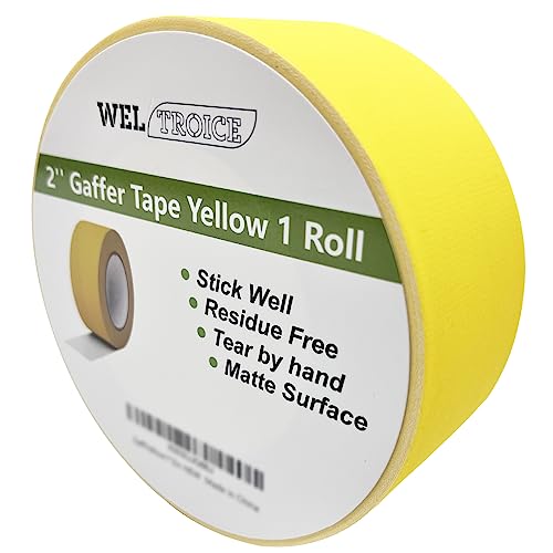 Weltroice Gaffer Tape Yellow 1 Roll,Matte Non-Reflective Pro Gаff Tape, Multipurpose, Hand Tear...