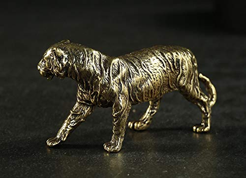 Dmtse Chinese Feng Shui Brass Stripe Tiger Decor Statue Figurines For Wisdom Animal Sculpture Collectibles Gift #TOP1