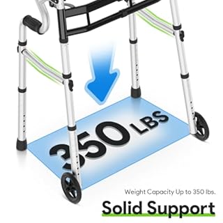 Delog Narrow Folding Walker for Seniors, 3 in 1 Folding Walker with 5” Front Wheels Width Adjustable Compact Standard Walker Support Up to 350lbs (Black)