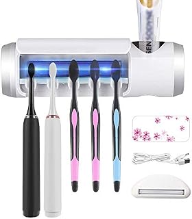 SARMOCARE Toothbrush Sanitizer, UV Toothbrush Holder with Sterilization Function, Build-in Fan, and Toothpaste