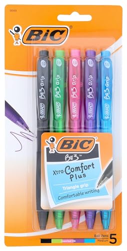 Stylo bille retractable BIC BU3 anti taches ecriture nette pointe moyenne