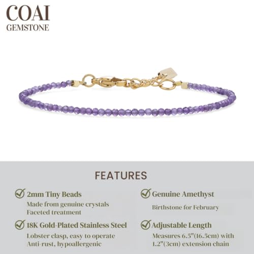COAI Women's Crystal Bracelet for Women, Moonstone/Tourmaline/Amethyst/African Turquoise Tiny Beads Bracelet3