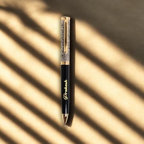 Image of Personalized Pen with Name Engraved I Metal Classy Customized Roller Ball Pens I Comfortable to Hold & Write I Gift for Men & Women Birthday Corporate Gifting (Designer Pen)