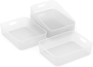 Cetomo 8 L x 7 Storage Basket, Plastic Storage Boxes, Multiple Colours, Cupboard Organiser for Kitchen, Cabinet, Office, Bathroom, Toy, Clear