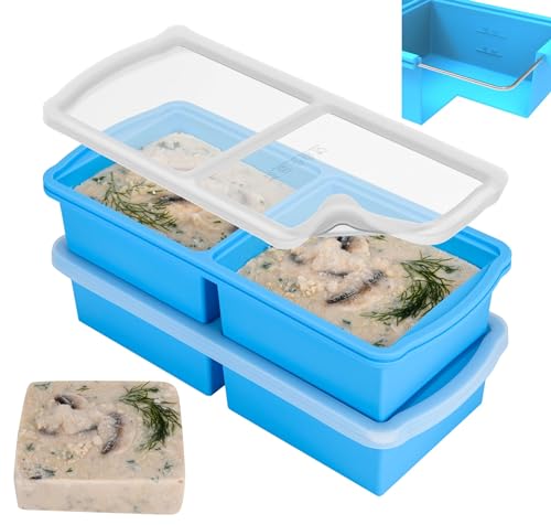 Bandejas de silicona para congelador con tapa 2 y 1 taza miniatura 2