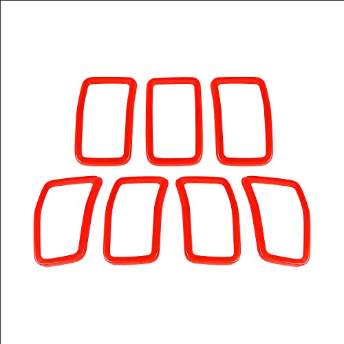 Image of JeCar Grille Inserts ABS Grill Cover Trim Kit Compatible with Jeep Cherokee 2019-2021 KL, Red