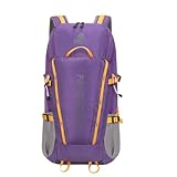 Bseash Mochila impermeável de 45L para caminhadas, acampamento, capa de chuva, bolsa de viagem esportiva ao ar livre, mochila para escalada, esqui, ciclismo, Roxa, 40L, Viagens