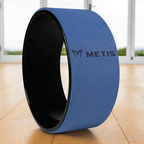 METIS Ruota Yoga | Strato Ammortizzatore | Supporto Per La Schiena | Roller Yoga Per Sollievo dal Mal Di Schiena | Esteriore antiscivolo | Attrezzatura Pilaes (Blu)