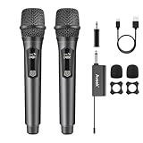 Aveek Wireless Karaoke Microphone, Handheld Mic with Rechargeable Receiver, for Powered Speakers and Amplifiers, Karaoke Microphone Set for Singing,Karaoke,Wedding,DJ,Party (2 Packs)