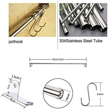 Alicemall Kitchen Utensil Rail with 10 Sliding Hooks Wall Mounted Utensil Hanging Rack 304 Stainless Steel Hanger Hooks for Kitchen Tools Pot (40cm 10 Hooks) - Image 5