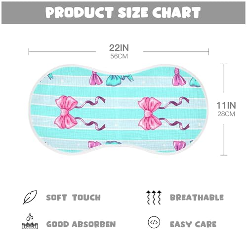 xigua Blue Bows Baby Burp Cloths for Newborn Boys and Girls 1 Pack, Soft & Absorbent Cotton Baby Burp Cloth, Baby Washcloths, Newborn Towel, Burp Rags4