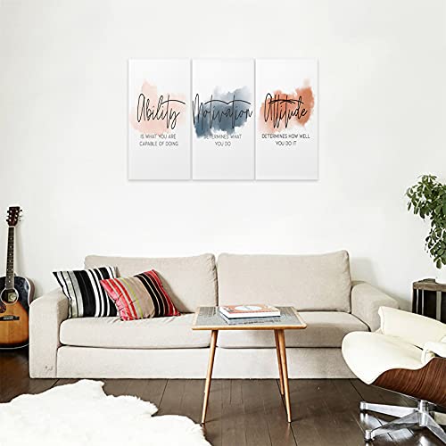 3 Piece Inspirational Canvas Wall Art, Quotes Motivational Mindset Print Pictures For Office Wall Decor, Triptych Entrepreneur Poster Framed Artwork For Women Men Home Decor Ready To Hang (72"Wx36" H) #TOP1