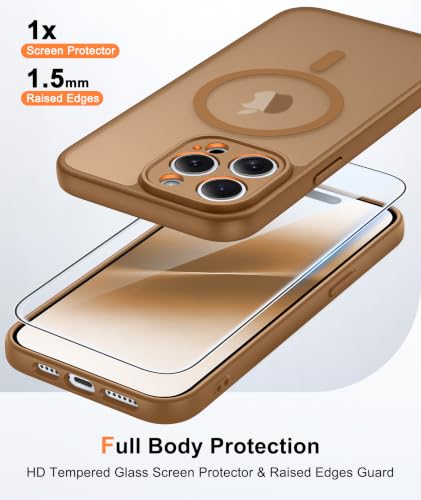 Image of FNTCASE for iPhone 14-Pro Case Brown: Translucent Compatible with MagSafe