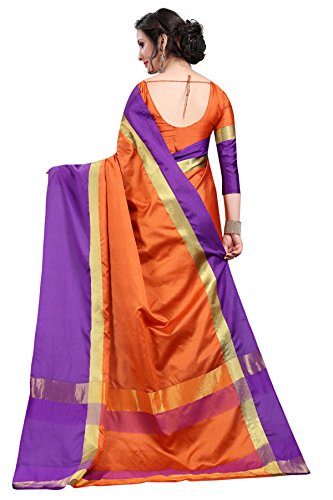 Image of PerfectBlue Women's with Blouse Piece Saree (VisvaVariation Lightgreenbrown Free Size)