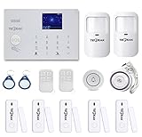 TecPeak - Kit de alarma inalámbrico con sonido súper fuerte y batería de emergencia integrada que permanece activa durante 6-8 horas en caso de corte de energía.El sistema de alarma incluye una sirena cableada.Cuando se activa la alarma, la alarma central y la sirena sonarán al mismo tiempo.