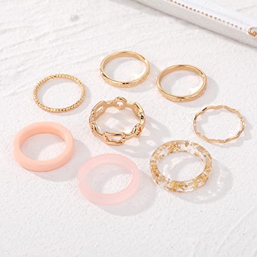 Gold Knuckle Rings Set For Women Girls, Stackable Durable Resin Safe Band For Love, Stacking Ring Vintage Boho Midi Rings Cute Ring Pack Trendy Jewelry Gift For Her #TOP3