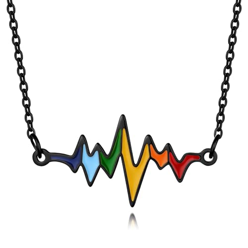 Collier battement de cœur arc-en-ciel en acier inoxydable durable