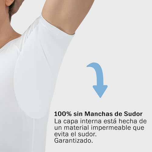 Fibershirts® Camiseta Antisudor - Camiseta contra Las Manchas de Sudor - Chaleco Anti Sudor - con ArmPads Pro y Tratamiento de Plata - Hombre - Cuello en V Profundo