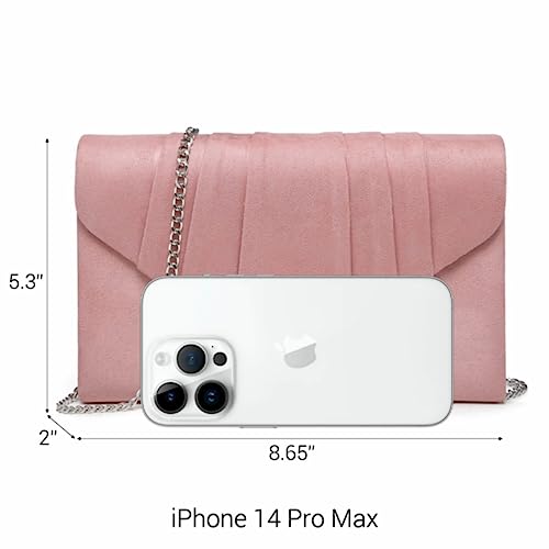 Dasein Womens Evening Bag Velvety Pleated Envelope Clutch Handbag Wedding Party Bridal Purse