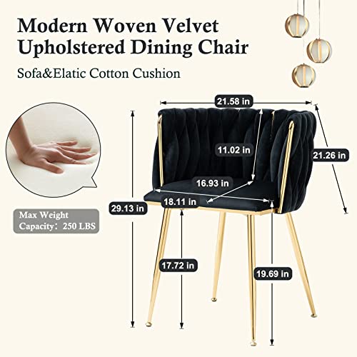 NIOIIKIT Modern Velvet Dining Chair Set (Black)