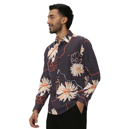 Image of MUFTI Men's Printed Slim Fit Cotton Casual Shirt with Spread Collar & Full Sleeve(Also Available in Plus Size) |Cotton Casual Shirt for Men | Casual Shirt for Men