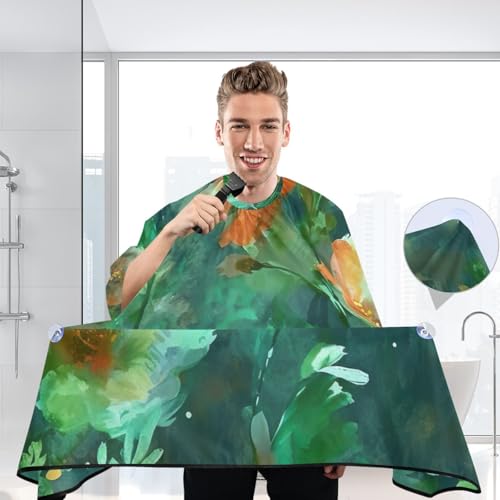 Capa profesional para cortar cabello Floral Green impermeable con cierre de broche ajustable para barbería y estilismo miniatura 6