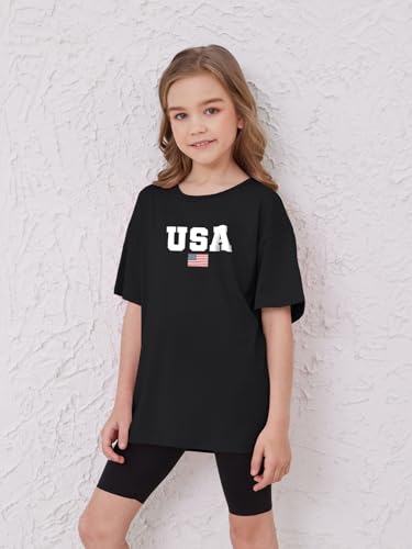 Image of ZDC Girls Short Sleeve T Shirts Kids Summer Oversized Tops Trendy Crewneck Basic Tees 5-14 Years