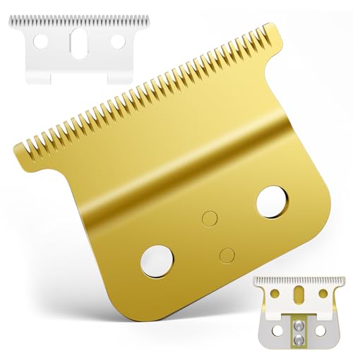 Professional Barber-Grade T-Blade Replacement Compatible with Andis T-Outliner，Barber-Approved T Clipper & Trimmer Blades#04710/04521，Precision Sharp，Zero-Gap Fit (Ceramic T/Gold Blade)