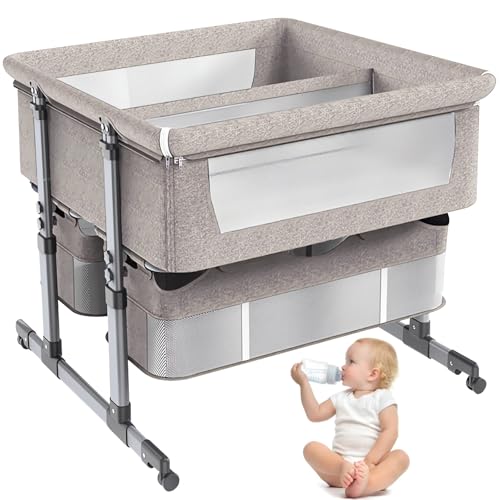 STRTG Cuna para Bebés Gemelos, Cuna para Bebés, Cuna Plegable Fácil De Ajust...