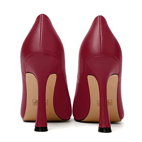 MODENCOCO Womens Fashion Slip On Sexy Pointed Toe Matte Party Stiletto High Heel Pumps Dress Shoes 4 Inch4