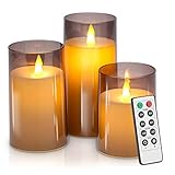 Aignis Flameless Candles Flickering Battery Operated Candles Pack of 3(D: 3" x H: 4" 5" 6") LED Cand