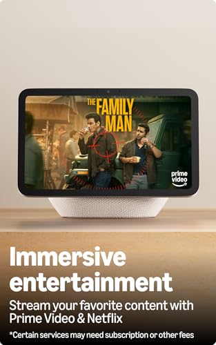 Image of Amazon Echo Show 8 (newest model), vibrant 8.7 inch HD display with spatial audio & Alexa, new sleek design, smart home controls, 2x bass speaker, 13 MP camera, bluetooth, Glacier White