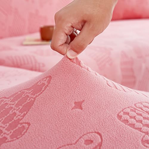 Housse de canapé d'angle extensible rose 1 place en jacquard