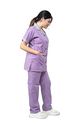 Image of UNIFORM CRAFT Female Nurse Uniform | Hospital Staff, clinics, Home Health, Nurse Uniforms for Women made of Polyester-Cotton (3XL, Lavender & Grey)