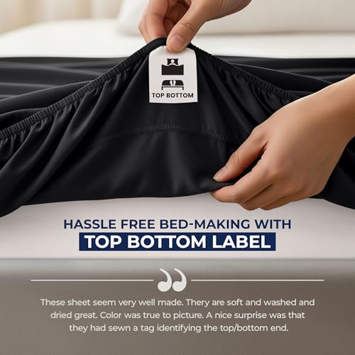 Image of Utopia Bedding Extra Deep Pocket Queen Fitted Sheet, Fits up to 21 Inch Mattress - Hotel Luxury, Soft, Breathable and Comfy - Shrinkage and Fade Resistant - Easy Care - (Black)