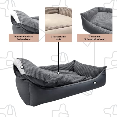 Odolplusz XXL Hundebett für große Hunde – Hundekissen – Hundebett Ergonomisches Hundesofa für maximalen Komfort (Graphit aus Cord, L 100 x B 70 x H 19 cm)