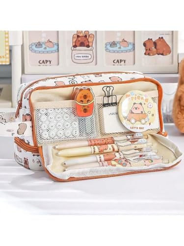 Image of Storio Pencil Box Pouch for School Kids Girls & Boys Aesthetic | Cute Stationary Compass Box Case Organiser | Travel Organiser