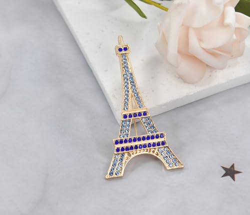 Image of Gyn&Joy Clear Crystal Rhinestones Eiffel Tower Fashion Brooch Pin