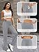 DLOODA Womens Dress Work Pants Business Casual Slacks Stretchy Wide Leg Trousers with Pockets High Waist Pull On Light Grey