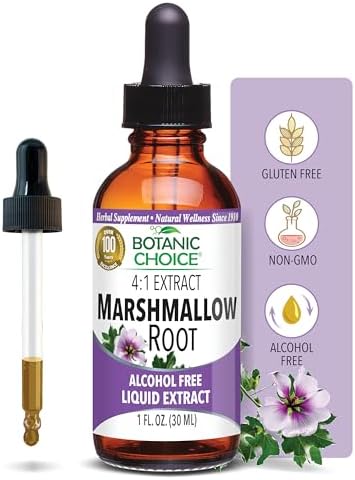 Botanic Choice Marshmallow Root Liquid Extract - Alcohol Free, Gluten Free, Traditional Throat and Respiratory Support 1 fl. oz.