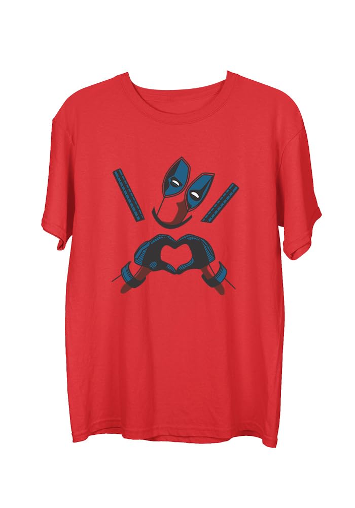Wear Your OpinionMen's S to 5XL Premium Combed Cotton Printed Half Sleeve T-Shirt (Design : Deadpool Heart)